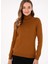 Kahve Kadın Tam Balıkçı Slim Fit Düz Kazak E-Feva 1
