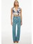 Alyas Regular Fit Çiçek Desenli Crop Boy Kruvaze Beyaz Indigo Renk Kadın Bluz 2