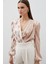 Çift Desenli Kruvaze Bodysuit Bluz - Vizon 3