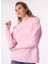 Pembe Kadın Kapüşonlu Oversize Baskılı Sweatshirt BRB4SL-SWT6086 1