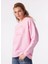 Pembe Kadın Kapüşonlu Oversize Baskılı Sweatshirt BRB4SL-SWT6086 2