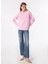 Pembe Kadın Kapüşonlu Oversize Baskılı Sweatshirt BRB4SL-SWT6086 3