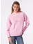 Pembe Kadın Kapüşonlu Oversize Baskılı Sweatshirt BRB4SL-SWT6086 4