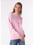 Pembe Kadın Kapüşonlu Oversize Baskılı Sweatshirt BRB4SL-SWT6086 5
