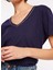 Lacivert Kadın V Yaka T-Shirt 1087577 4