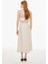 Brates Regular Fit Midi Boy Straplez Bej Renk Elbise 4