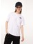 Bisiklet Yaka Baskılı Beyaz Kadın T-Shirt J0711 2