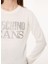 Beyaz Kadın Bisiklet Yaka Baskılı Sweatshirt A0908 4