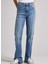 Çizgili Koyu Mavi Kadın Denim Pantolon PL2046862 2