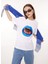 Bisiklet Yaka Baskılı Beyaz Kadın T-Shirt A0710 1