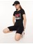 Bisiklet Yaka Baskılı Siyah Kadın T-Shirt A0707 2