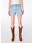 Açık Indigo Kadın Regular Straight Denim Şort F4SL-SHT0482 3