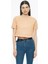 Kelins Regular Fit Crop Boy Bisiklet Yaka Kayısı Renk Kadın Tişört 1