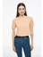 Kelins Regular Fit Crop Boy Bisiklet Yaka Kayısı Renk Kadın Tişört 3