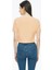 Kelins Regular Fit Crop Boy Bisiklet Yaka Kayısı Renk Kadın Tişört 4