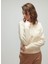 Bisiklet Yaka Düz Ekru Kadın Sweatshırt Cream Touch Crop Sweatshirt 1