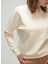Bisiklet Yaka Düz Ekru Kadın Sweatshırt Cream Touch Crop Sweatshirt 2