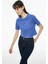 Kelins Regular Fit Crop Boy Bisiklet Yaka Mor Renk Kadın Tişört 3