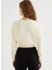 Ekru Bisiklet Yaka Pamuklu Regular Fit Kadın Crop Sweatshirt Enjoy Elastıcated Hem 4