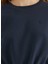 Lacivert Bisiklet Yaka Pamuklu Regular Fit Kadın Crop Sweatshirt Enjoy Elastıcated Hem 3