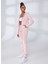 Kapüşon Yaka Nakışlı Açık Pembe Kadın Sweatshırt K-3147 1