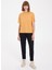 Sarı Basic Bisiklet Yaka Viskon Rahat Kalıp Kadın T-Shirt Essentıals Scoop Neck Loose Tee 2