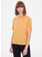 Sarı Basic Bisiklet Yaka Viskon Rahat Kalıp Kadın T-Shirt Essentıals Scoop Neck Loose Tee 3