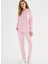 Pembe Pamuklu Oversize Fit Kadın Kapüşonlu Sweatshirtenjoy Oversıze Hoodıe W/pocket 1