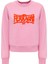 Bisiklet Yaka Baskılı Pembe Kadın Sweatshırt 75CBIK06 1
