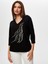 Önü Trok Taş Detaylı 3/4 Kol V Yaka T-Shirt S25TSH068 3