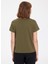 Haki Baskılı Bisiklet Yaka Pamuklu Regular Fit Kadın T-Shirt Wınter Deer 3