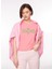Bisiklet Yaka Baskılı Pembe Kadın T-Shirt 75CBHT03 1
