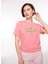Bisiklet Yaka Baskılı Pembe Kadın T-Shirt 75CBHT03 2