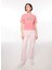 Bisiklet Yaka Baskılı Pembe Kadın T-Shirt 75CBHT03 3