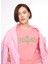 Bisiklet Yaka Baskılı Pembe Kadın T-Shirt 75CBHT03 4