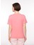 Bisiklet Yaka Baskılı Pembe Kadın T-Shirt 75CBHT03 6