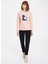 Pembe Baskılı Bisiklet Yaka Pamuklu Regular Fit Kadın Sweatshirt Wave 2