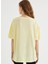 Sarı Baskılı Bisiklet Yaka Pamuklu Oversize Fit Kadın T-Shirt Watercolour Leaf 4