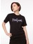 Bisiklet Yaka Baskılı Siyah Kadın T-Shirt 75CBHT03 3