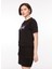Bisiklet Yaka Baskılı Siyah Kadın T-Shirt 75CBHT03 4