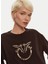 Koyu Kahve Kadın Yuvarlak Standart Baskılı Sweatshirt 100534-A24F/L72 3
