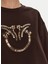 Koyu Kahve Kadın Yuvarlak Standart Baskılı Sweatshirt 100534-A24F/L72 4