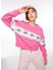 Bisiklet Yaka Baskılı Pembe Kadın Sweatshırt 75CBIF03 3