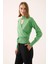 Illas Regular Fit Standart Boy Asimetrik Mint Renk Kadın Triko Bluz 2