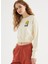 Ekru Bisiklet Yaka Pamuklu Regular Fit Kadın Crop Sweatshirt Vıew 1