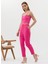 Normal Bel Cropped Fit Pembe Kadın Pantolon Kraf-P 4