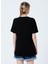 22SCTS206U-999 Grinding Bisiklet Yaka Rahat Kalıp Nakışlı Siyah Kadın T-Shirt 4
