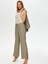 Önü Dikiş Detaylı Yırtmaçlı Wide Leg Fit Pantolon S25PNT009 2