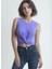 Açık Lila Bisiklet Yaka Pamuklu Kolsuz Crop Kadın T-Shirt Tıana 4