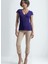 Mor V Yaka Kısa Kollu Kadın T-Shirt Vallı V-Neck 2